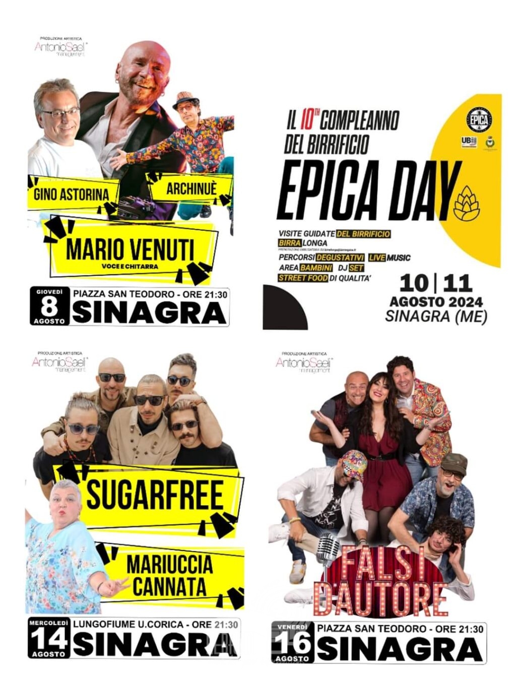 Sinagra – Presentato il cartellone degli eventi di agosto. Mario Venuti, Epica Day, Sugarfree e I Falsi D’Autore tra gli eventi di spicco