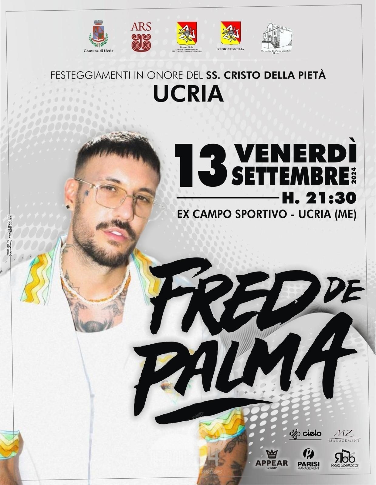 Ucria – La festa del SS. Cristo della Pieta il 14 settembre con Pipotenella. Domani 13 tutto pronto per l’arrivo di Fred De Palma!