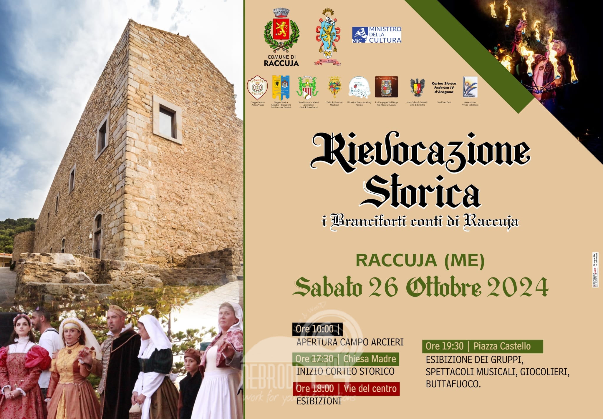 Raccuja – Sabato  26 la rievocazione storica “I Branciforti conti di Raccuja”