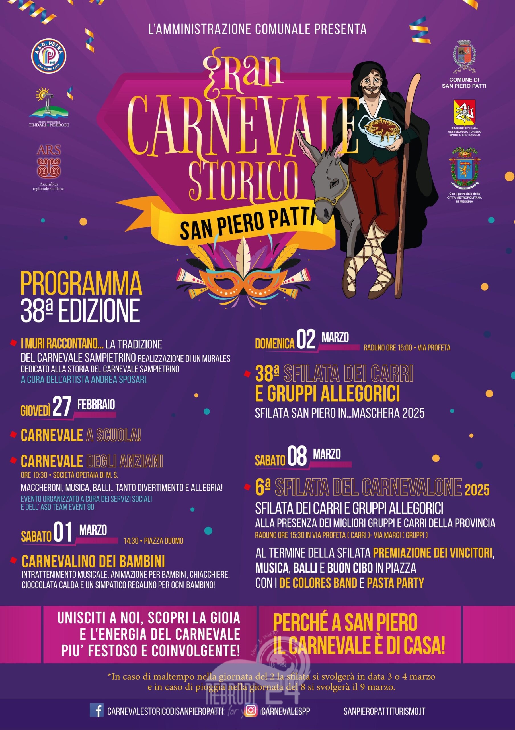 Al via la 38^ edizione del Gran Carnevale Storico di San Piero Patti,  all’insegna della tradizione del “Mascaràru”